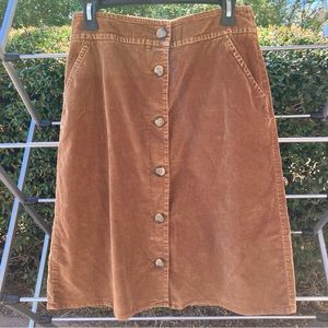 Lands End Fall Corduroy Button Front Skirt